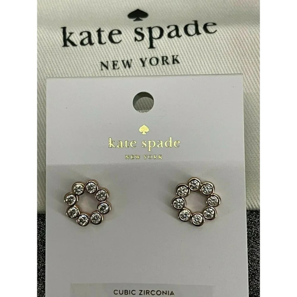 Kate Spade Rose-Gold Full Circle CZ Stud Earrings - Picture 1 of 3